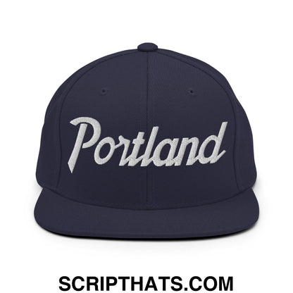 Portland Script Snapback Hat Navy