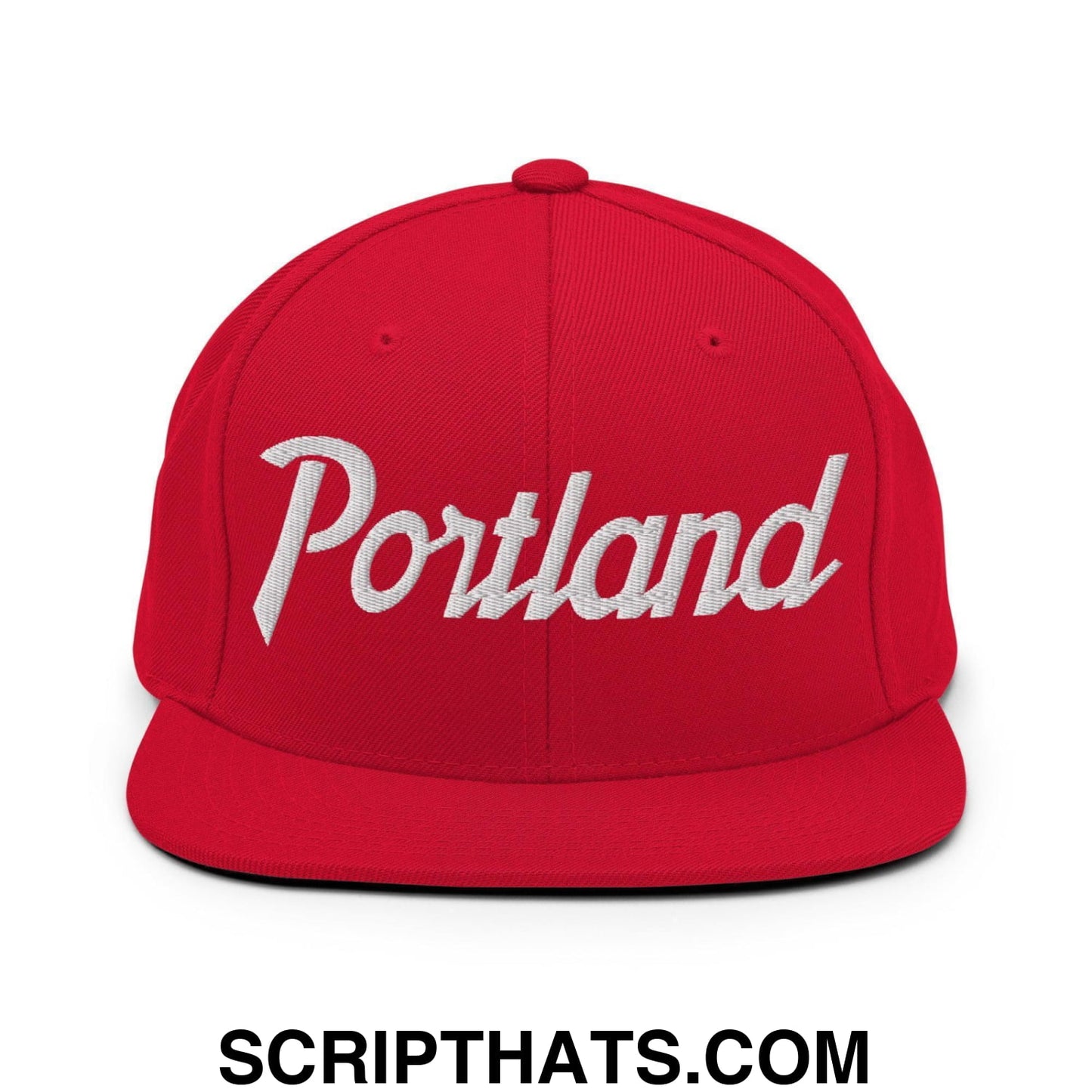Portland Script Snapback Hat Red