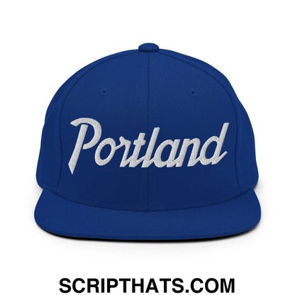 Portland Script Snapback Hat Royal Blue