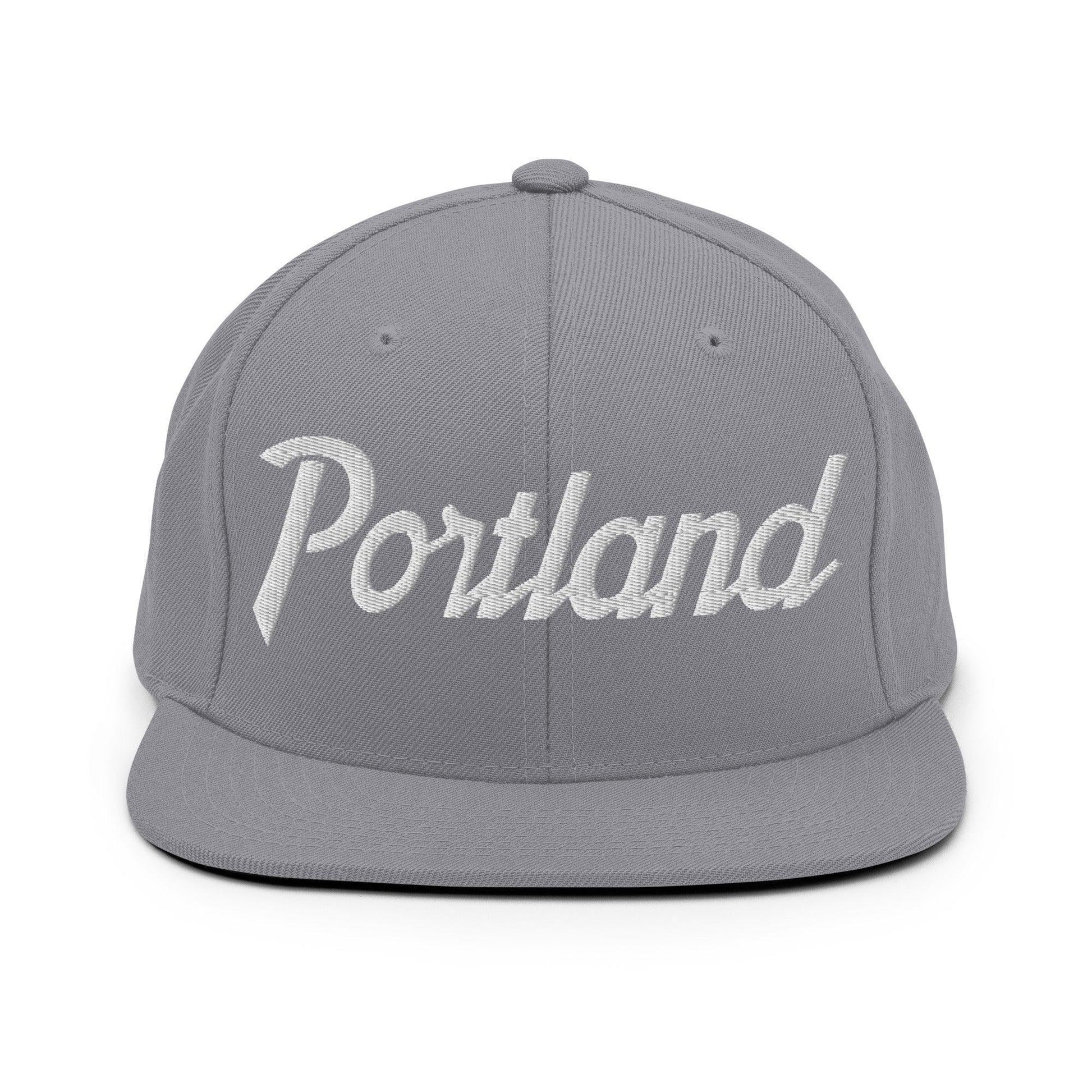 Portland Script Snapback Hat Silver