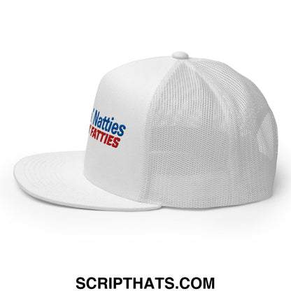 Poundin' Natties Rollin' Fatties Embroidered Flat Brim Bill Mesh Trucker Hat White
