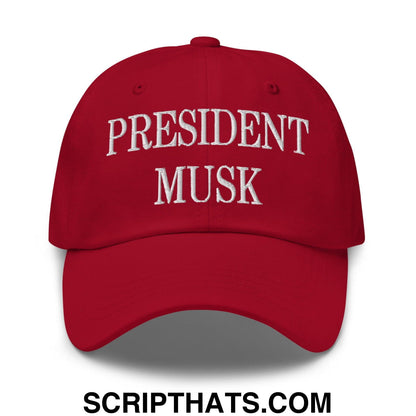 President Musk Embroidered Dad Hat Cranberry