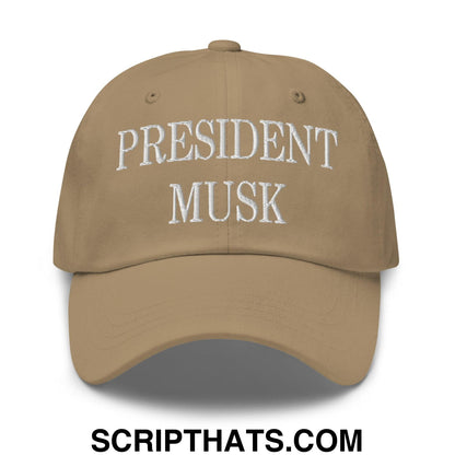 President Musk Embroidered Dad Hat Khaki