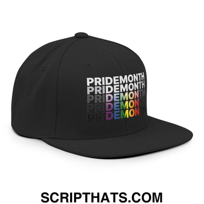 Pride Month Demon Flat Bill Brim Snapback Hat Black