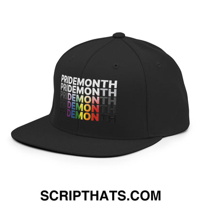Pride Month Demon Flat Bill Brim Snapback Hat Black