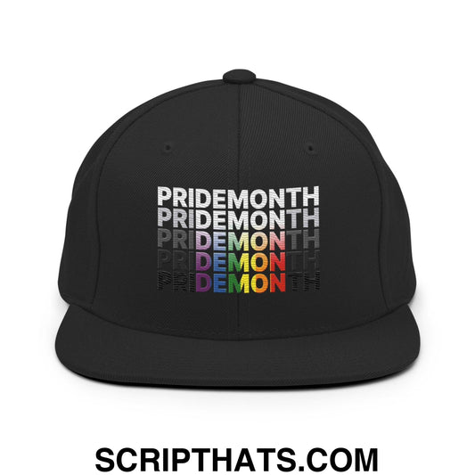 Pride Month Demon Flat Bill Brim Snapback Hat Black
