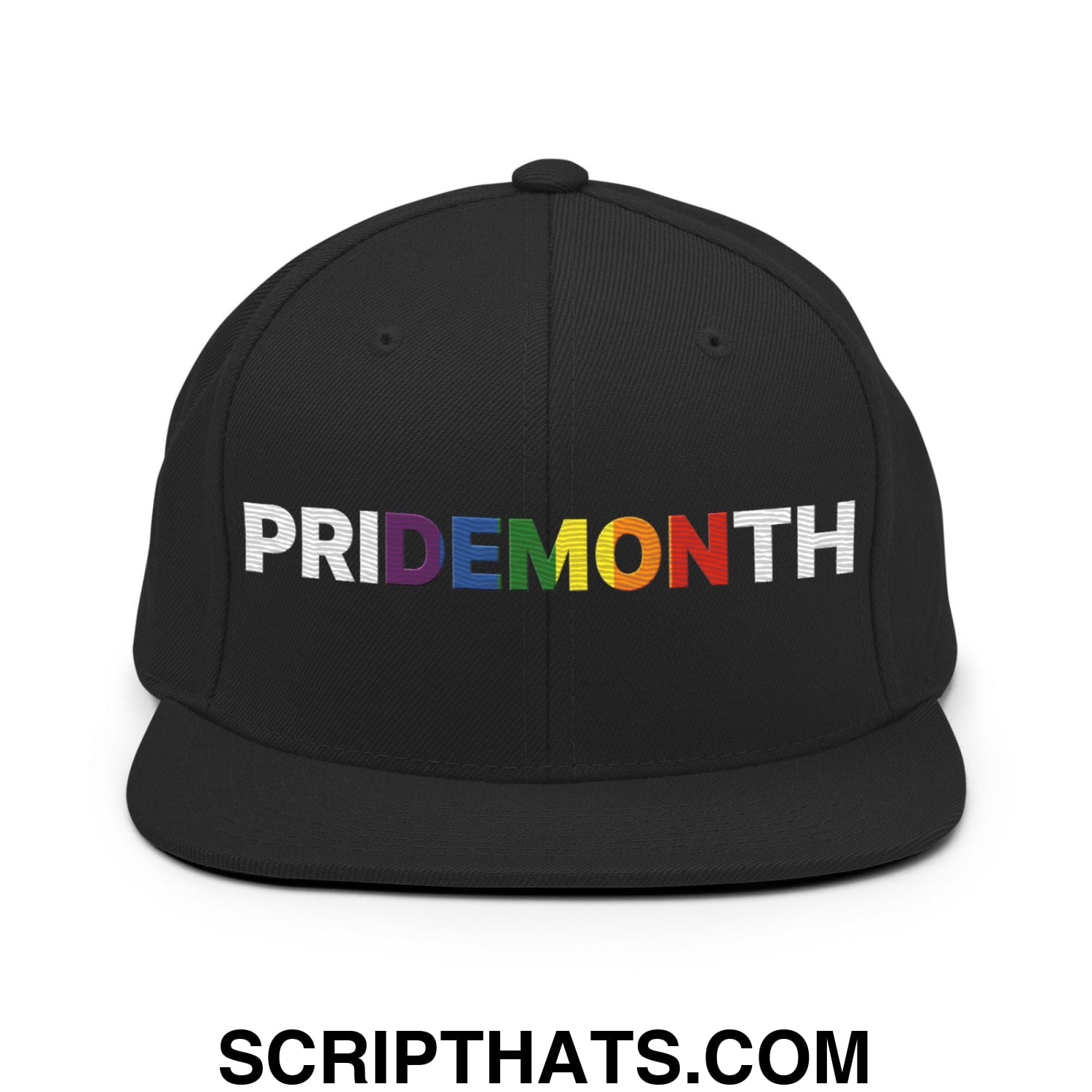 Pride Month Demon II Flat Bill Brim Snapback Hat Black