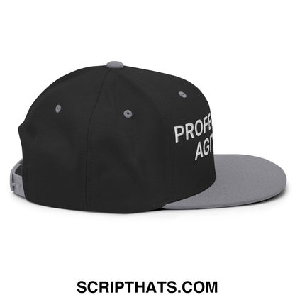 Professional Agitator Embroidered Flat Bill Brim Snapback Hat Black Silver