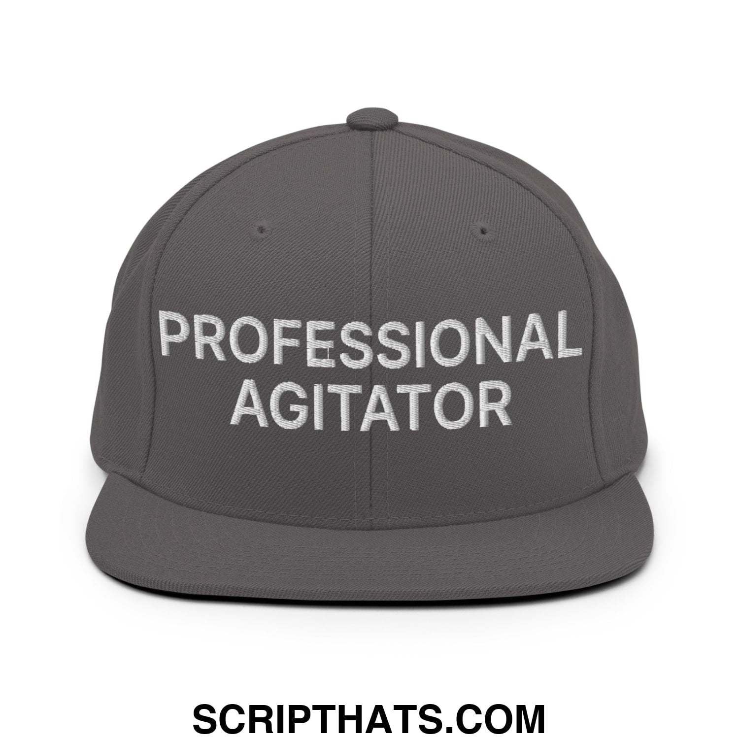 Professional Agitator Embroidered Flat Bill Brim Snapback Hat Dark Grey