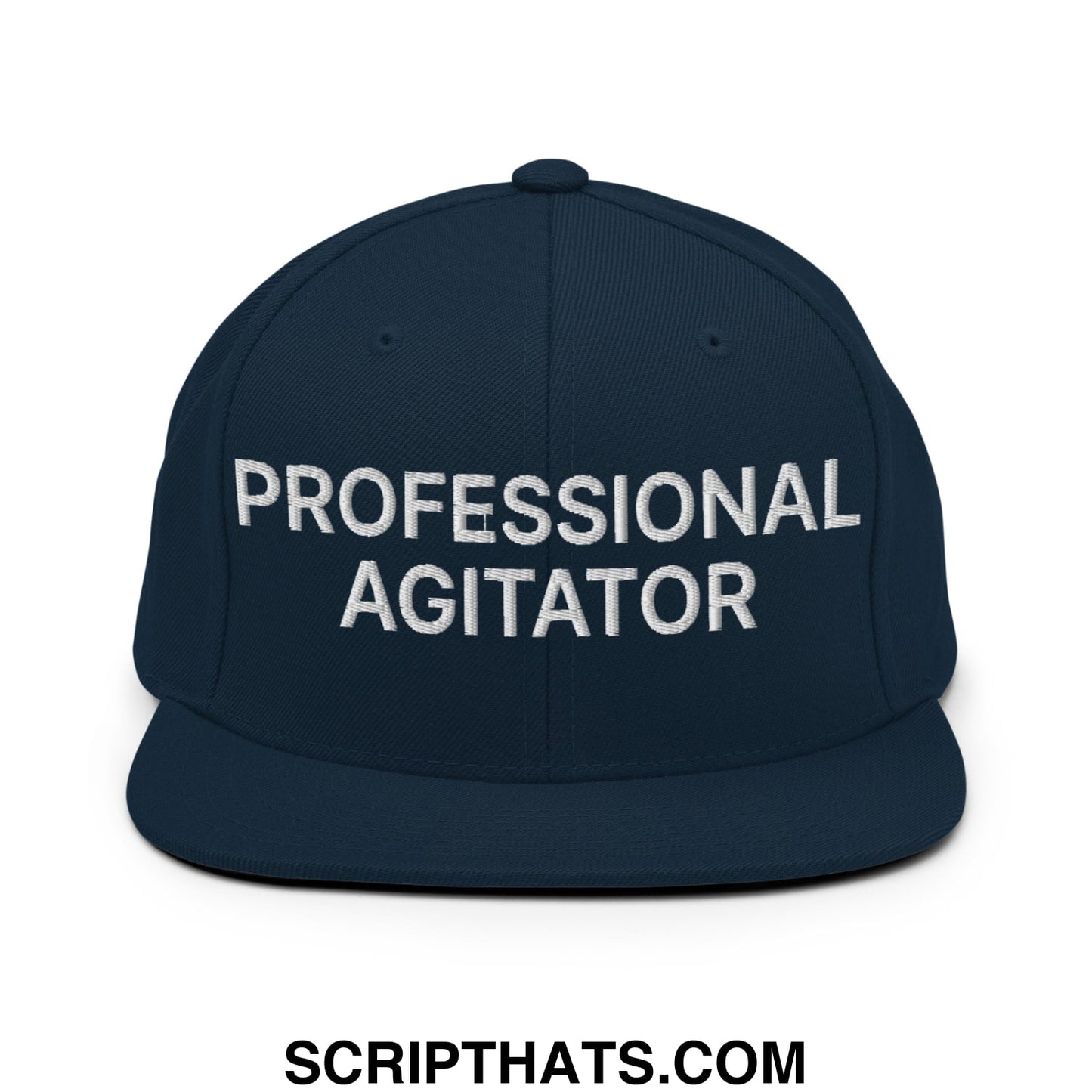 Professional Agitator Embroidered Flat Bill Brim Snapback Hat Dark Navy