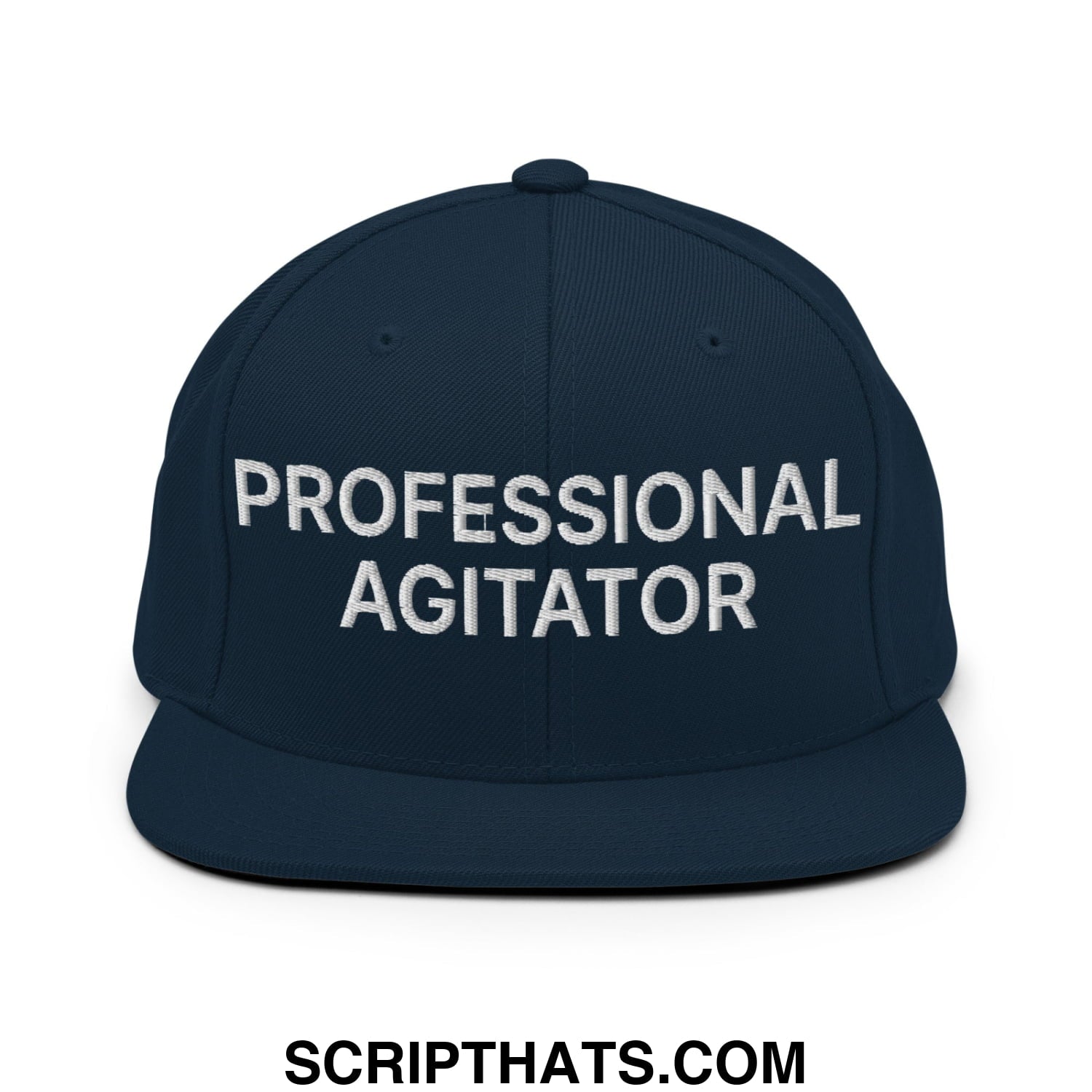 Professional Agitator Embroidered Flat Bill Brim Snapback Hat Dark Navy