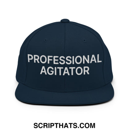 Professional Agitator Embroidered Flat Bill Brim Snapback Hat Dark Navy