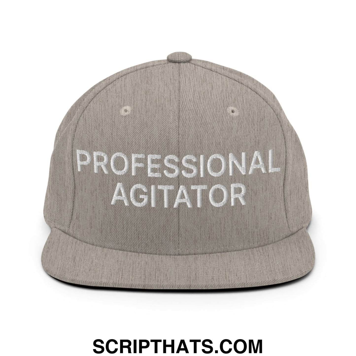 Professional Agitator Embroidered Flat Bill Brim Snapback Hat Heather Grey
