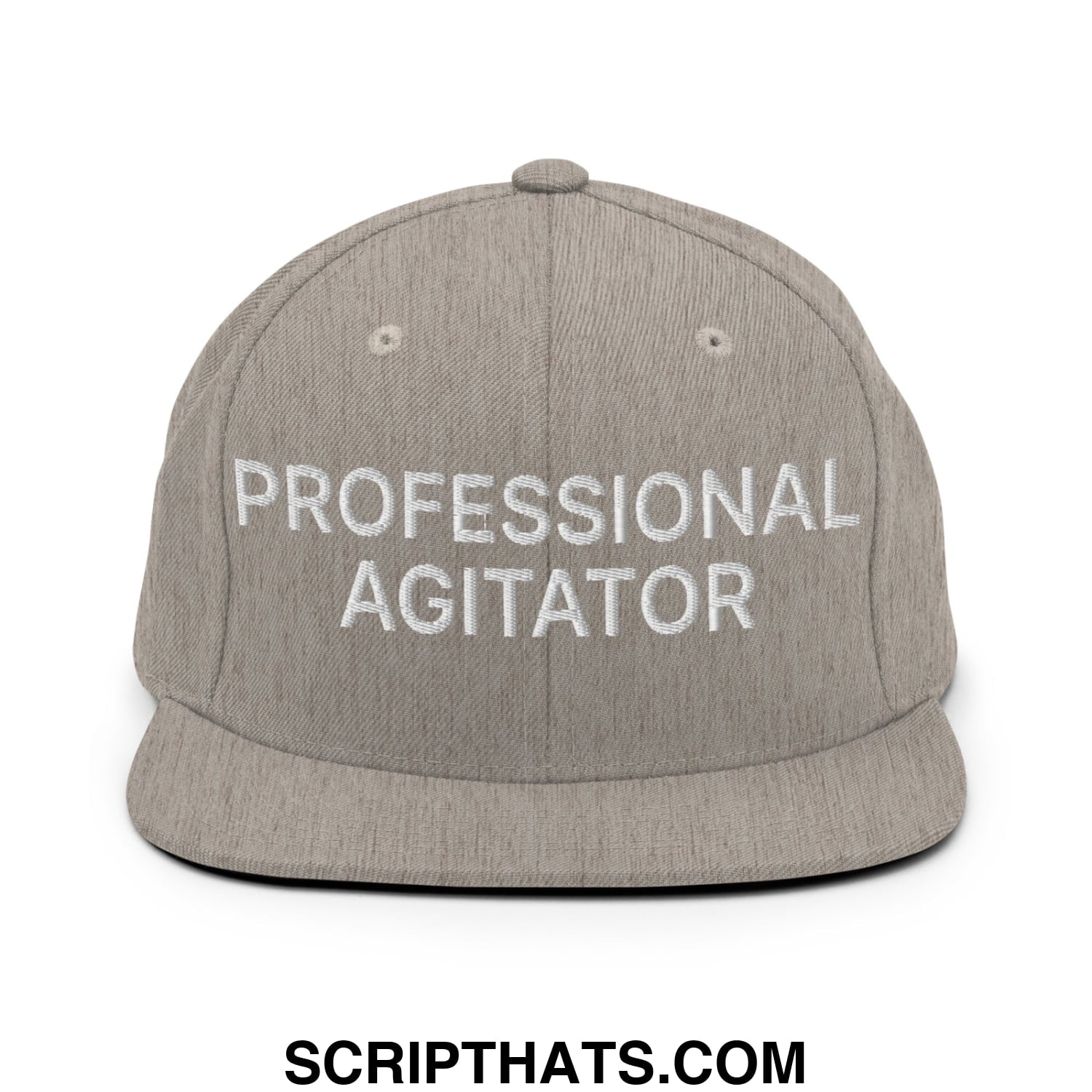 Professional Agitator Embroidered Flat Bill Brim Snapback Hat Heather Grey