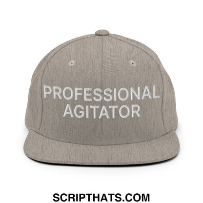 Professional Agitator Embroidered Flat Bill Brim Snapback Hat Heather Grey
