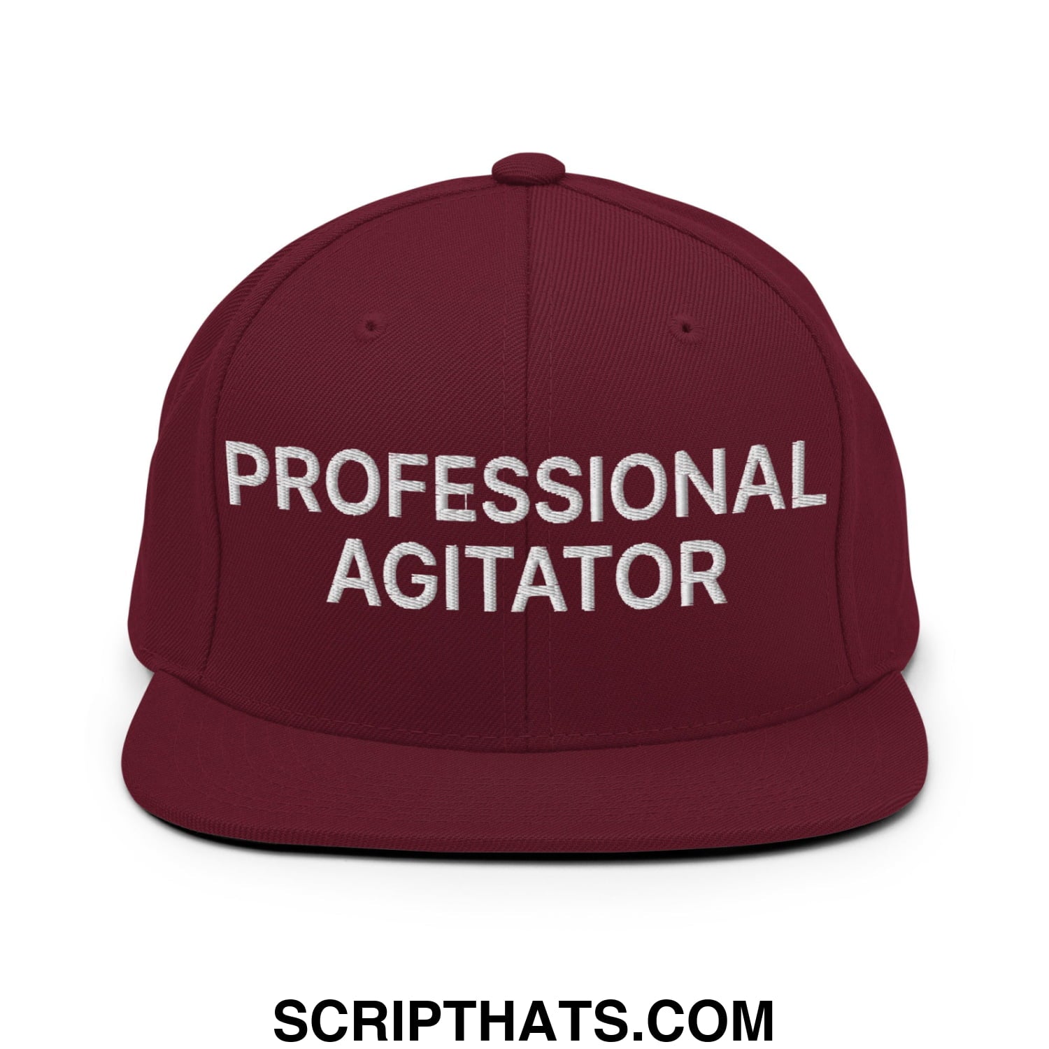 Professional Agitator Embroidered Flat Bill Brim Snapback Hat Maroon
