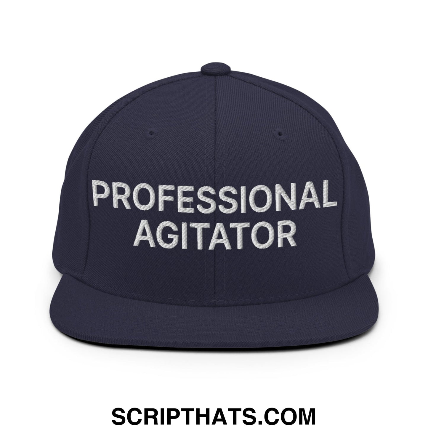 Professional Agitator Embroidered Flat Bill Brim Snapback Hat Navy