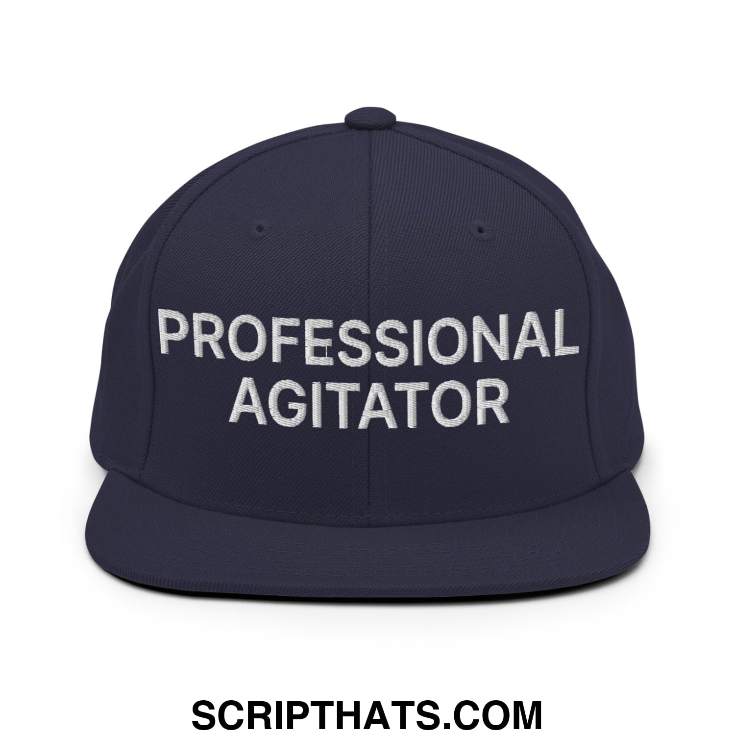 Professional Agitator Embroidered Flat Bill Brim Snapback Hat Navy