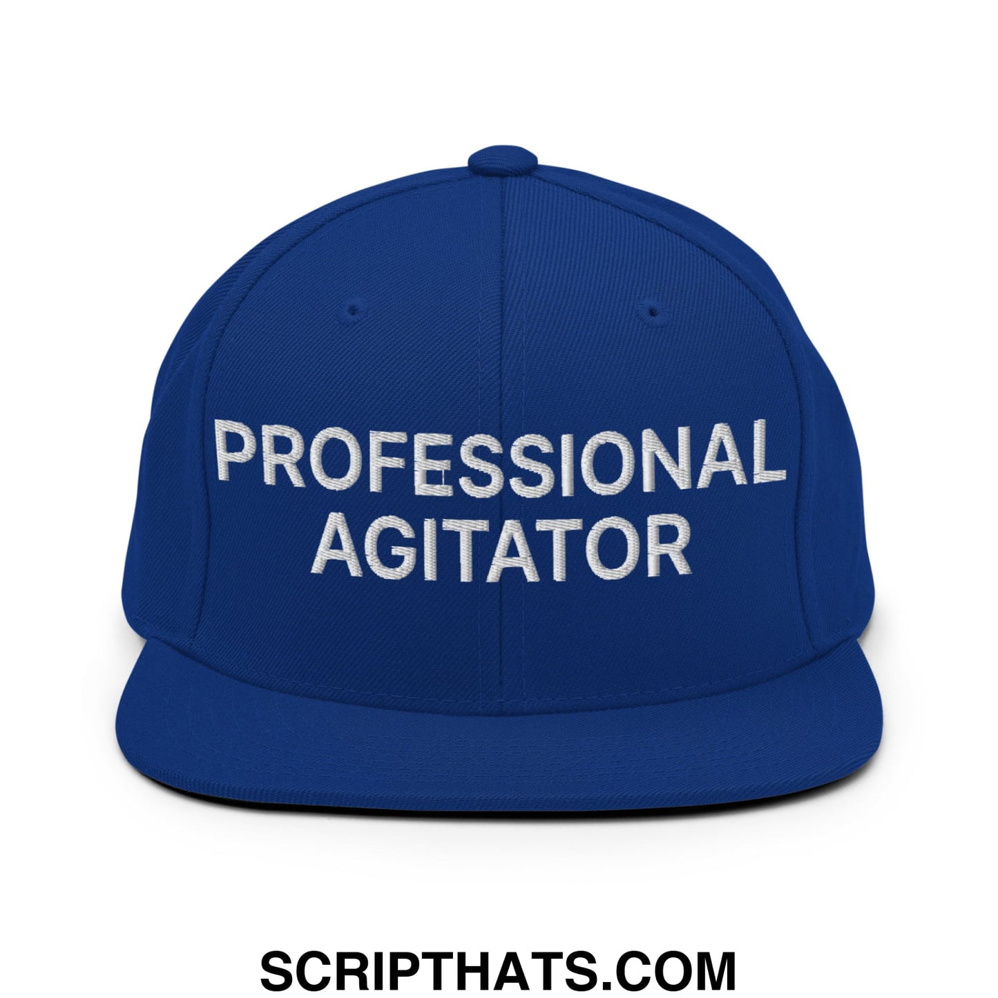 Professional Agitator Embroidered Flat Bill Brim Snapback Hat Royal Blue