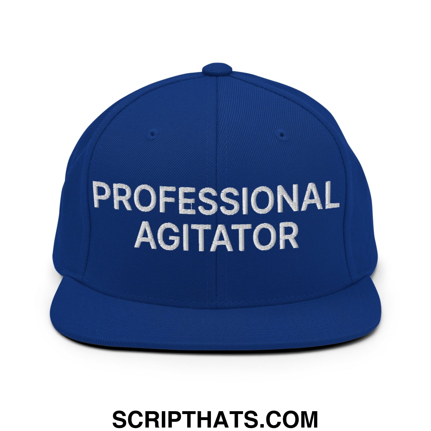Professional Agitator Embroidered Flat Bill Brim Snapback Hat Royal Blue