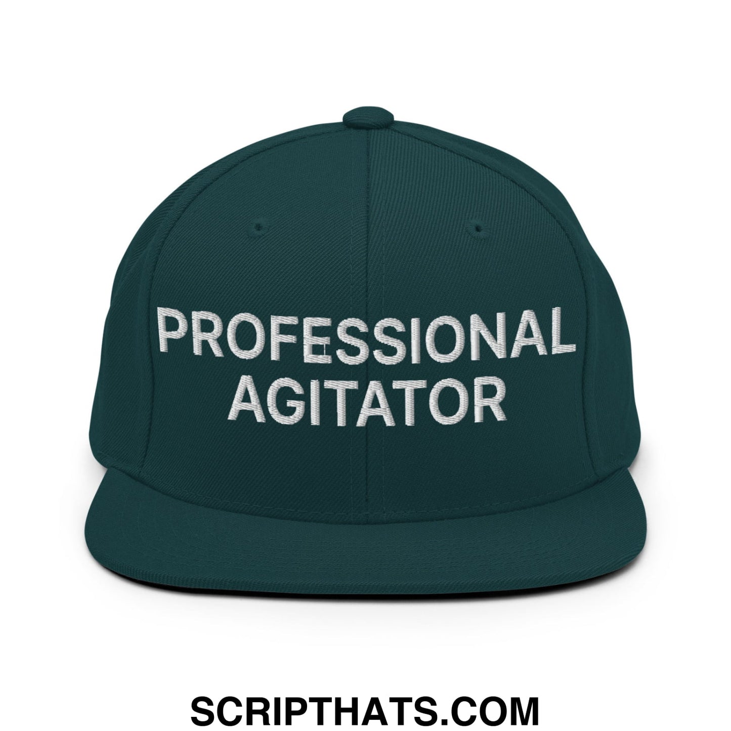 Professional Agitator Embroidered Flat Bill Brim Snapback Hat Spruce