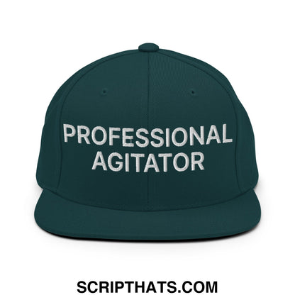 Professional Agitator Embroidered Flat Bill Brim Snapback Hat Spruce