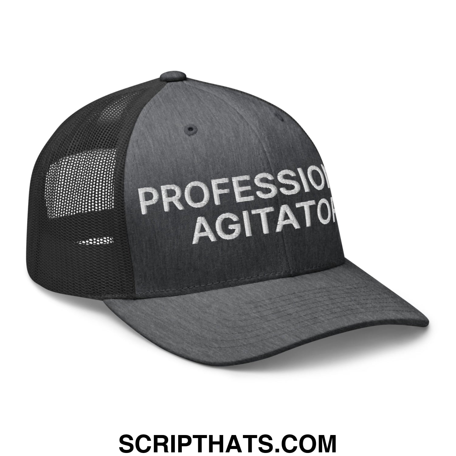 Professional Agitator Embroidered Mesh Trucker Hat Dark Heather Gray