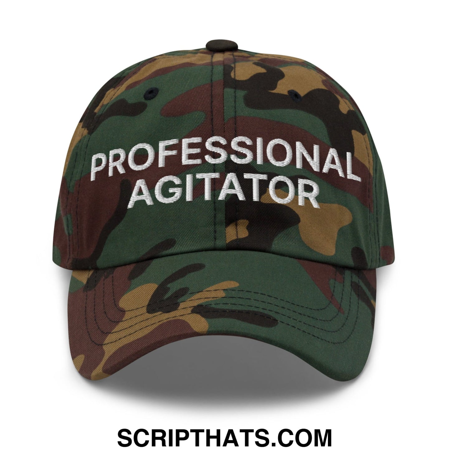Professional Agitator Embroidered Unstructured Dad Hat Green Camo