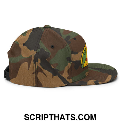 Professional Fish Store Embroidered Flat Bill Brim Snapback Hat Green Camo
