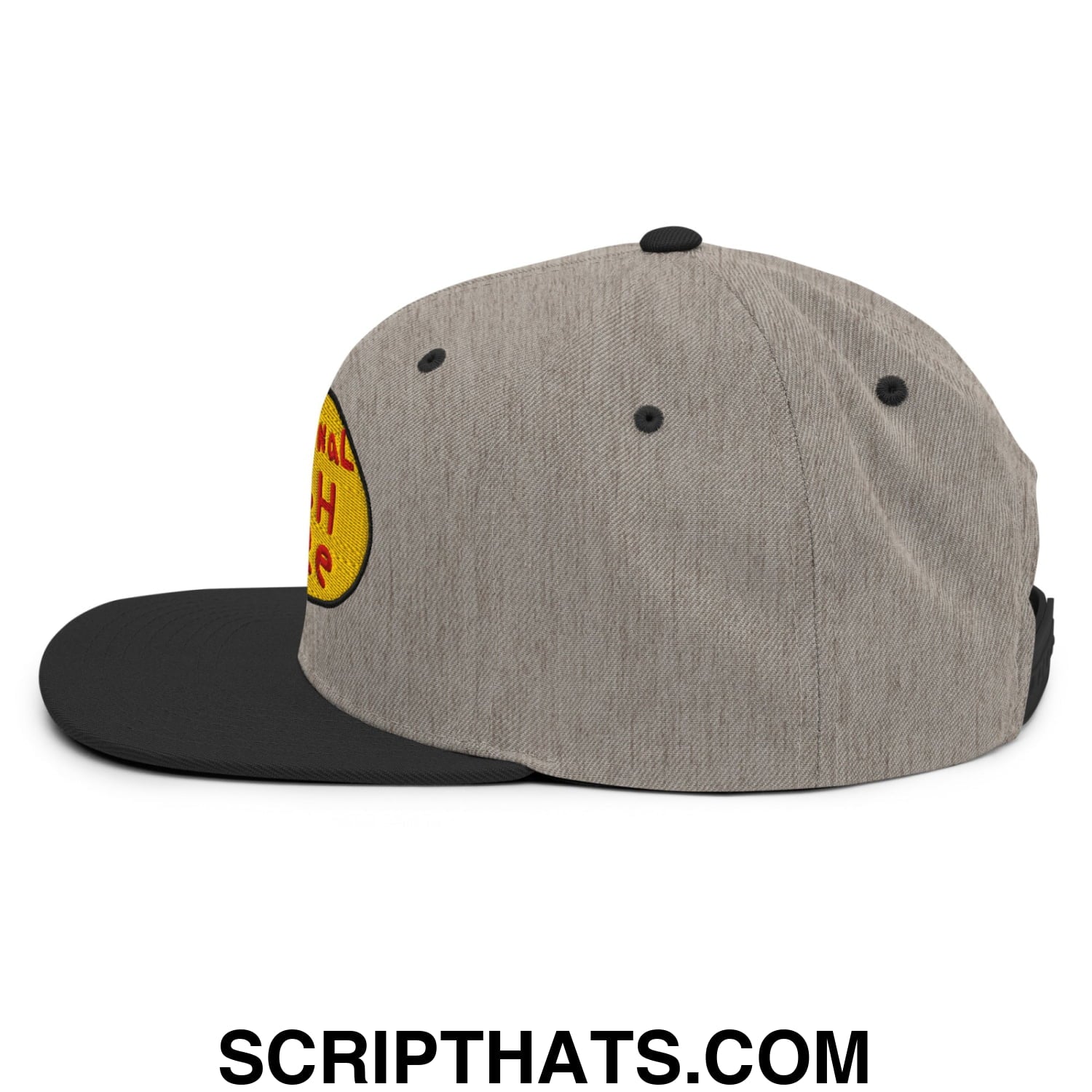 Professional Fish Store Embroidered Flat Bill Brim Snapback Hat Heather Black