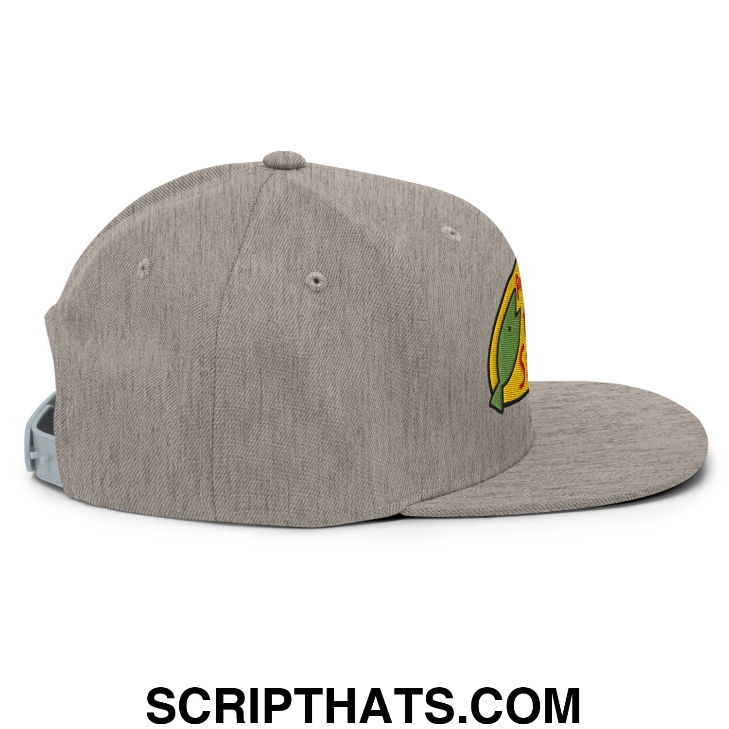 Professional Fish Store Embroidered Flat Bill Brim Snapback Hat Heather Grey
