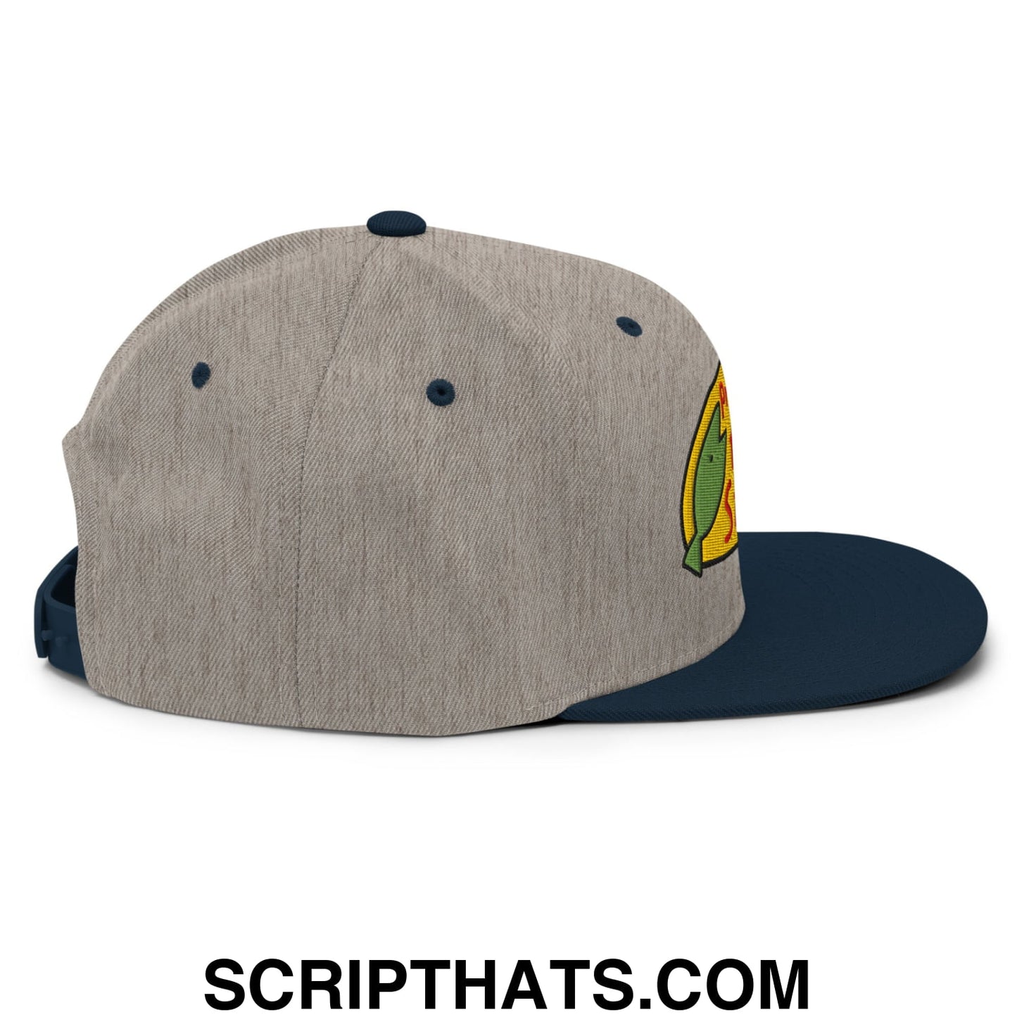 Professional Fish Store Embroidered Flat Bill Brim Snapback Hat Heather Grey Navy
