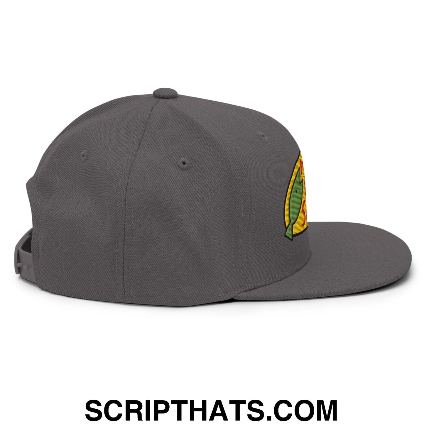 Professional Fish Store Embroidered Flat Bill Brim Snapback Hat Dark Grey