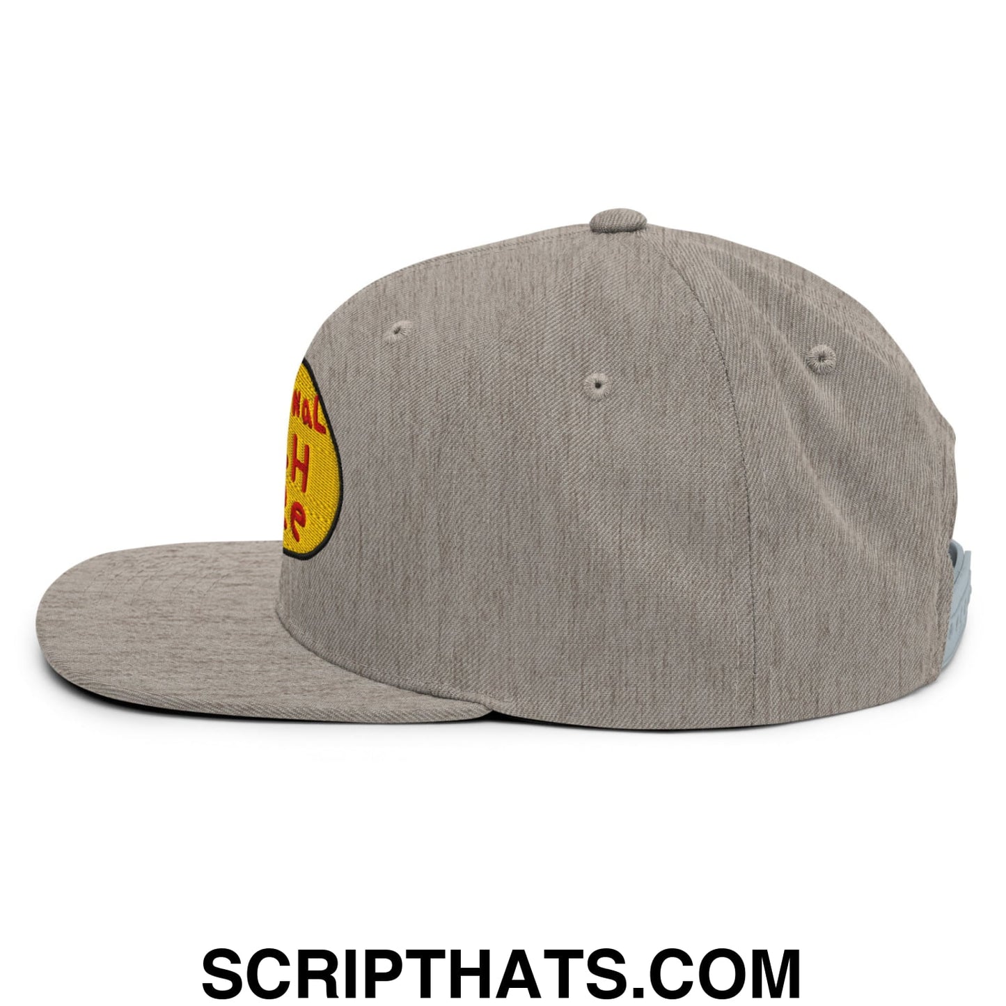 Professional Fish Store Embroidered Flat Bill Brim Snapback Hat Heather Grey