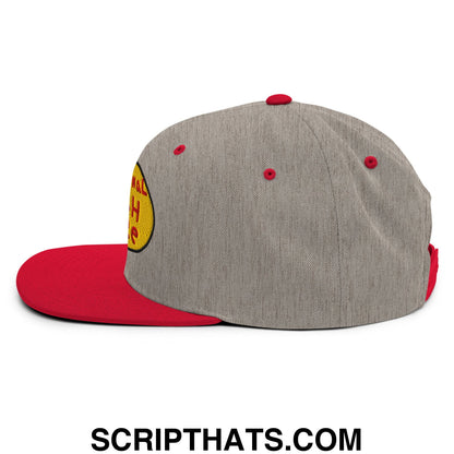 Professional Fish Store Embroidered Flat Bill Brim Snapback Hat Heather Grey Red