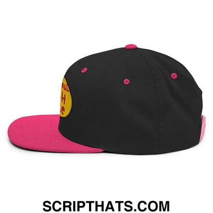 Professional Fish Store Embroidered Flat Bill Brim Snapback Hat Black Neon Pink