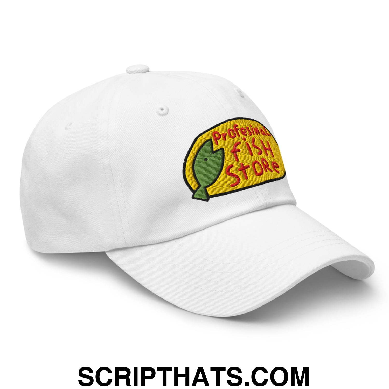 Professional Fish Store Embroidered Unstructured Dad Hat White