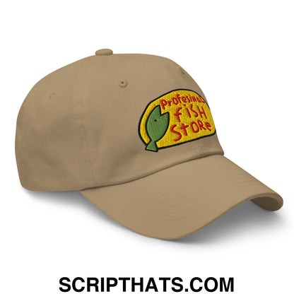 Professional Fish Store Embroidered Unstructured Dad Hat Khaki