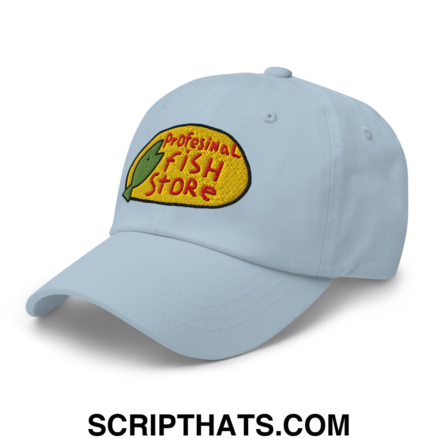 Professional Fish Store Embroidered Unstructured Dad Hat Light Blue