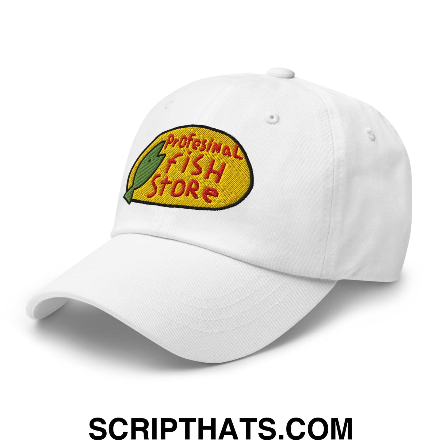 Professional Fish Store Embroidered Unstructured Dad Hat White