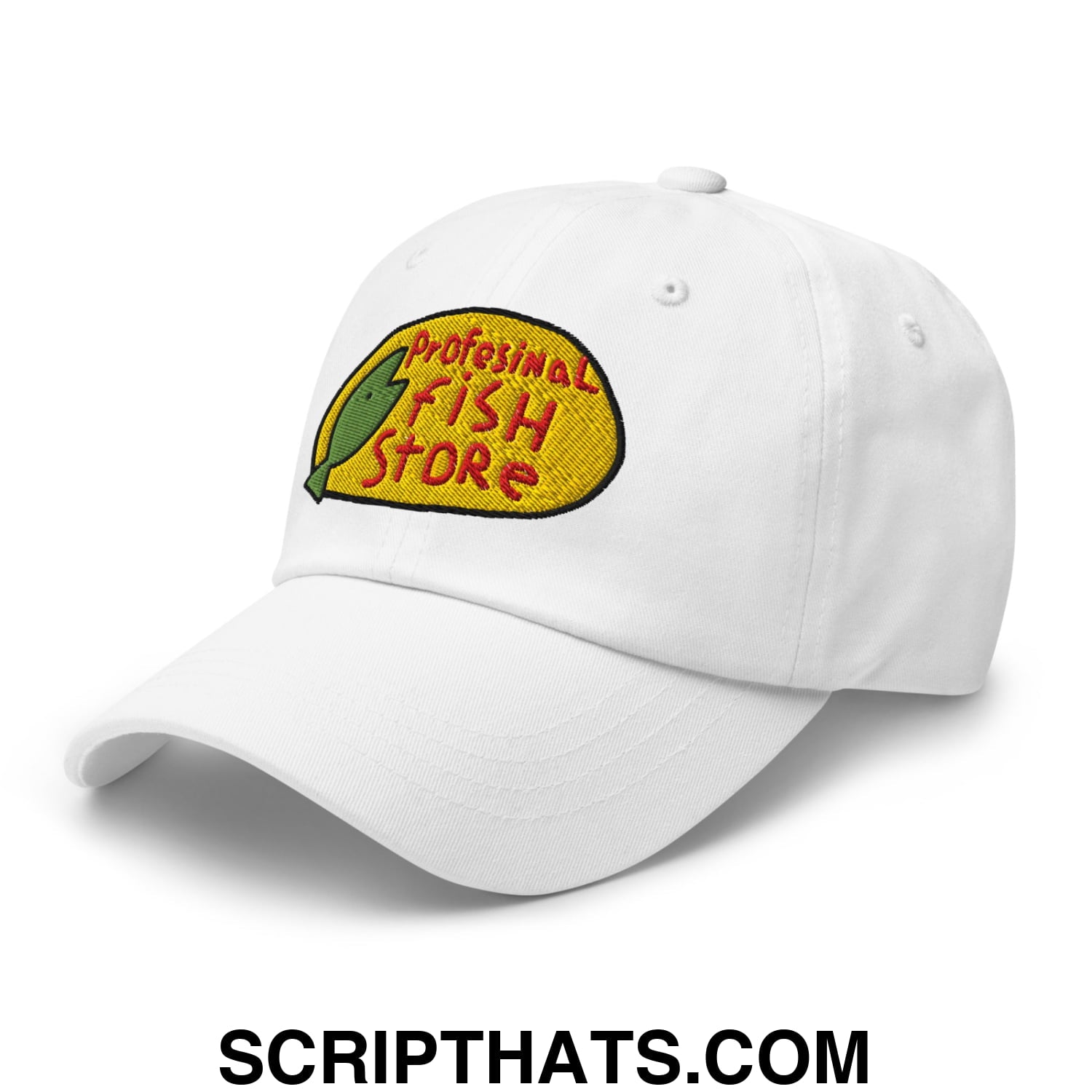 Professional Fish Store Embroidered Unstructured Dad Hat White