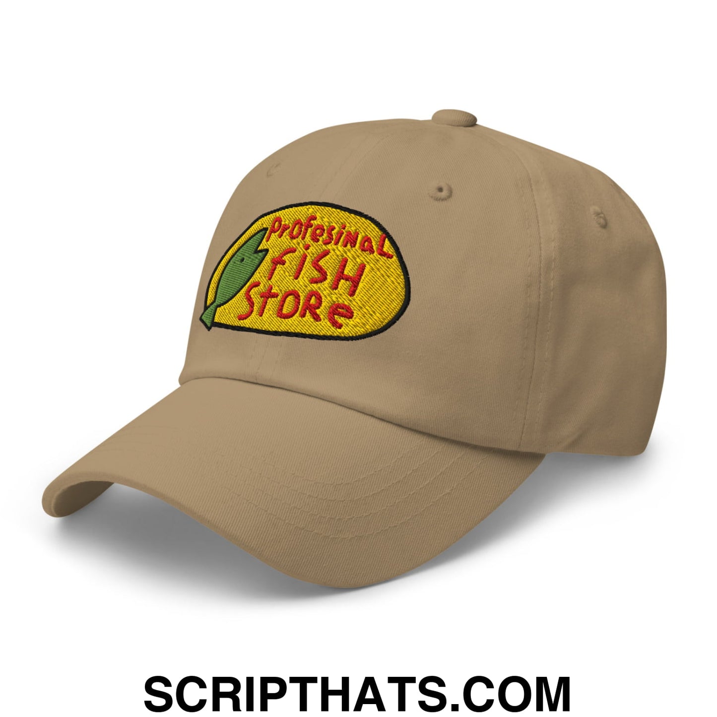 Professional Fish Store Embroidered Unstructured Dad Hat Khaki
