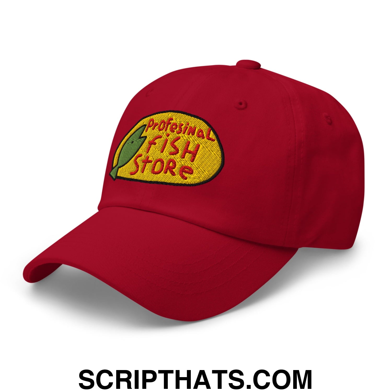 Professional Fish Store Embroidered Unstructured Dad Hat Cranberry