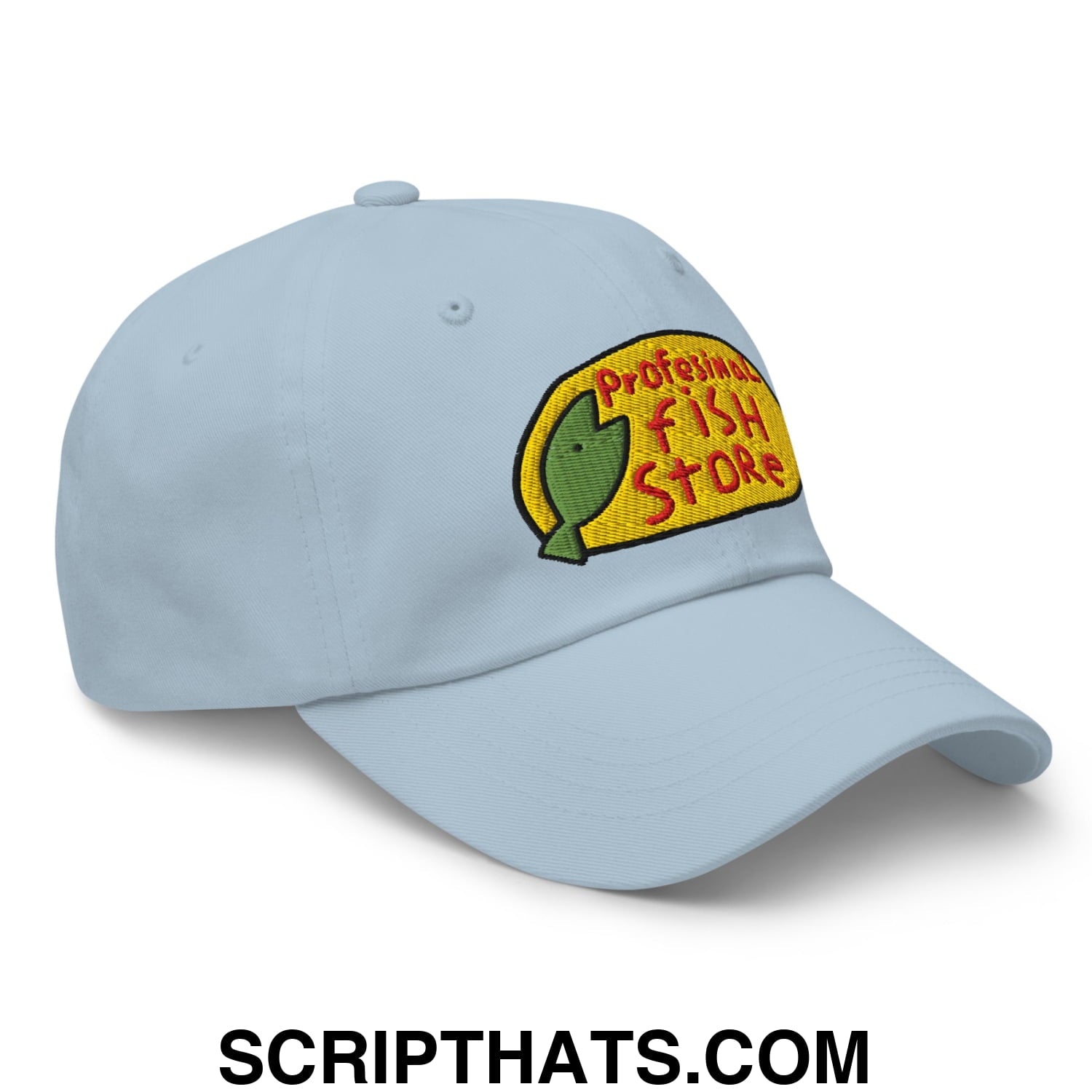 Professional Fish Store Embroidered Unstructured Dad Hat Light Blue