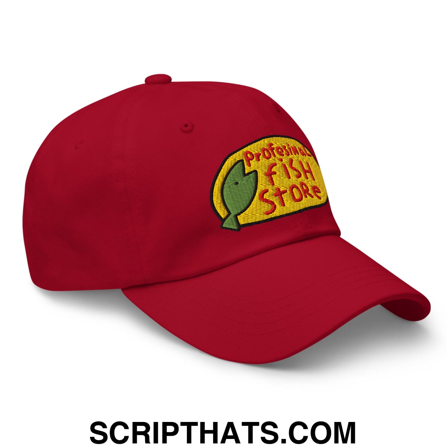 Professional Fish Store Embroidered Unstructured Dad Hat Cranberry