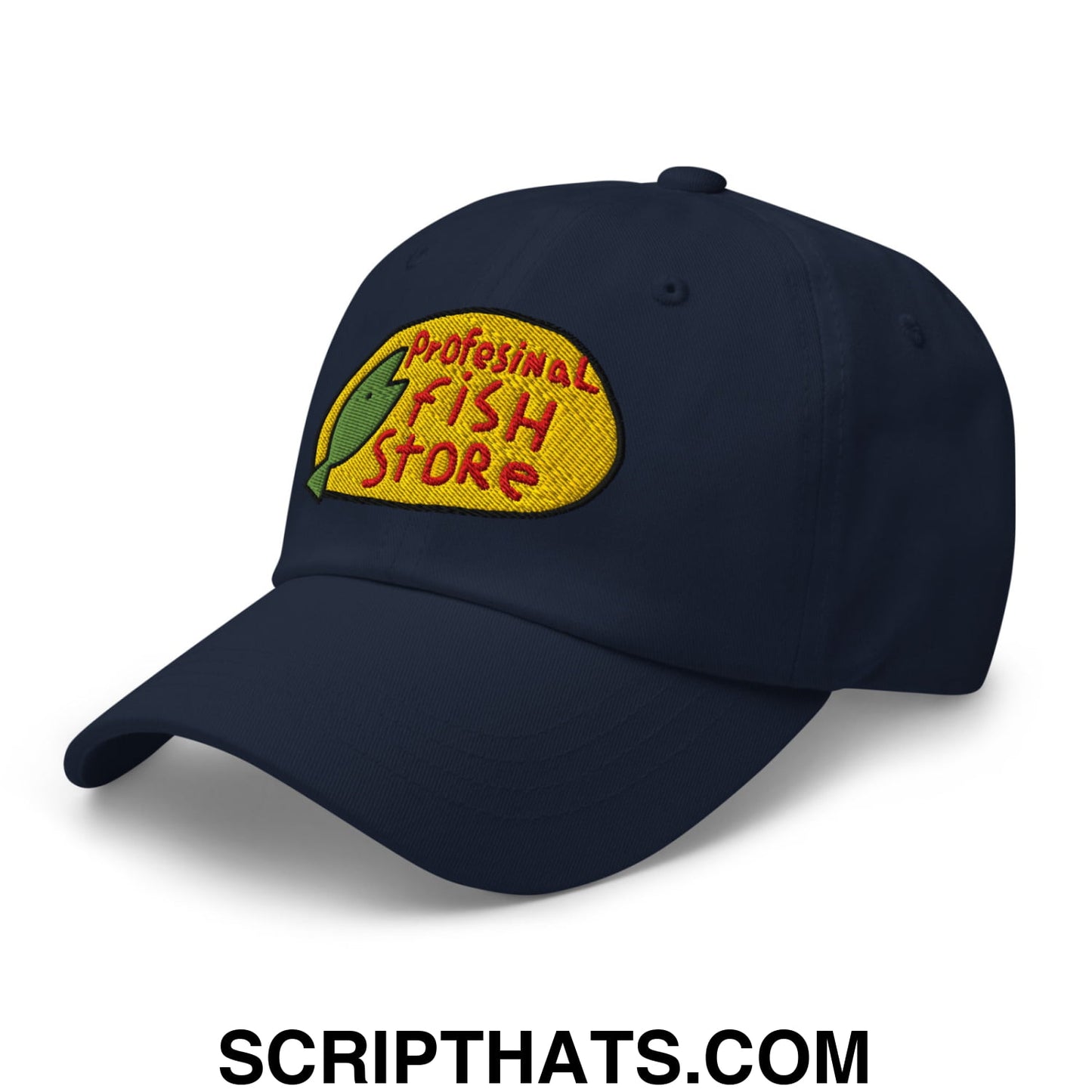 Professional Fish Store Embroidered Unstructured Dad Hat Navy