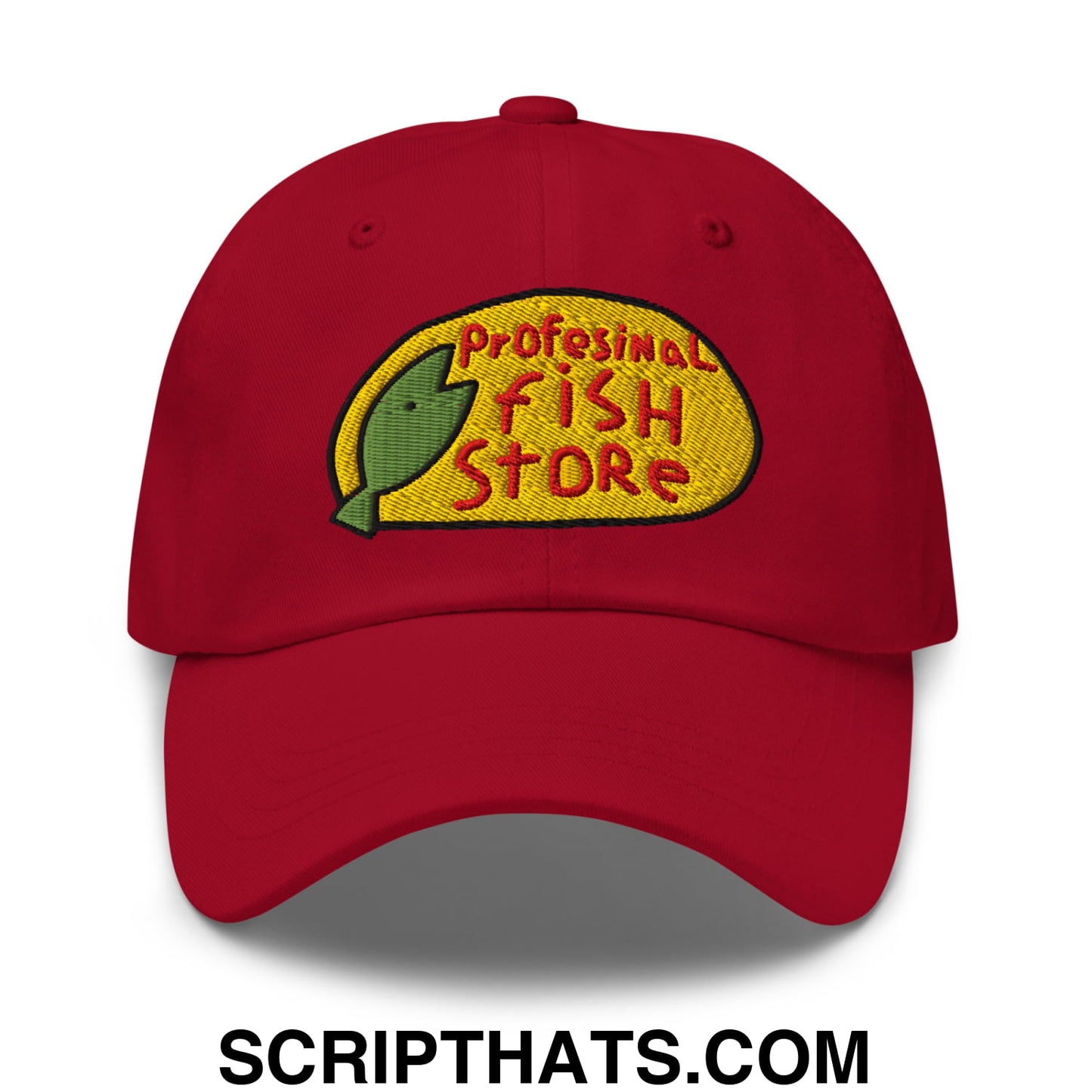 Professional Fish Store Embroidered Unstructured Dad Hat Cranberry