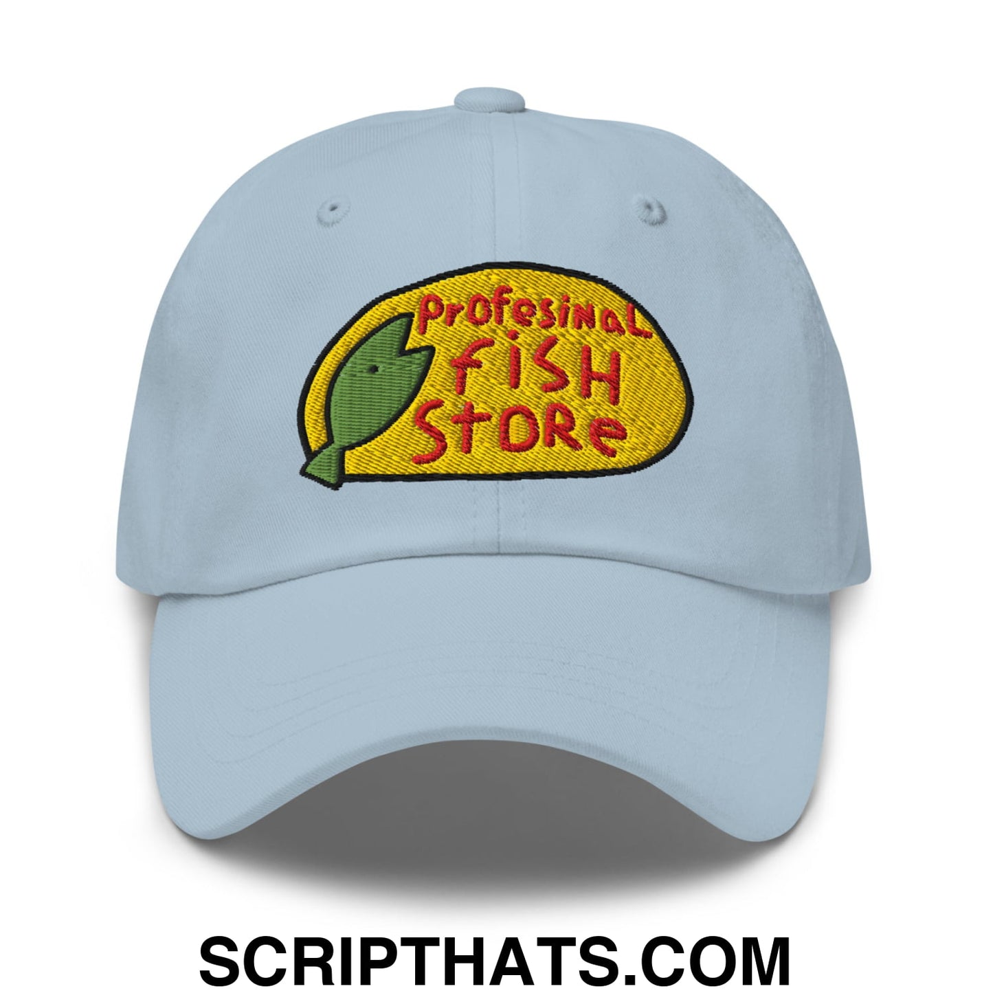 Professional Fish Store Embroidered Unstructured Dad Hat Light Blue