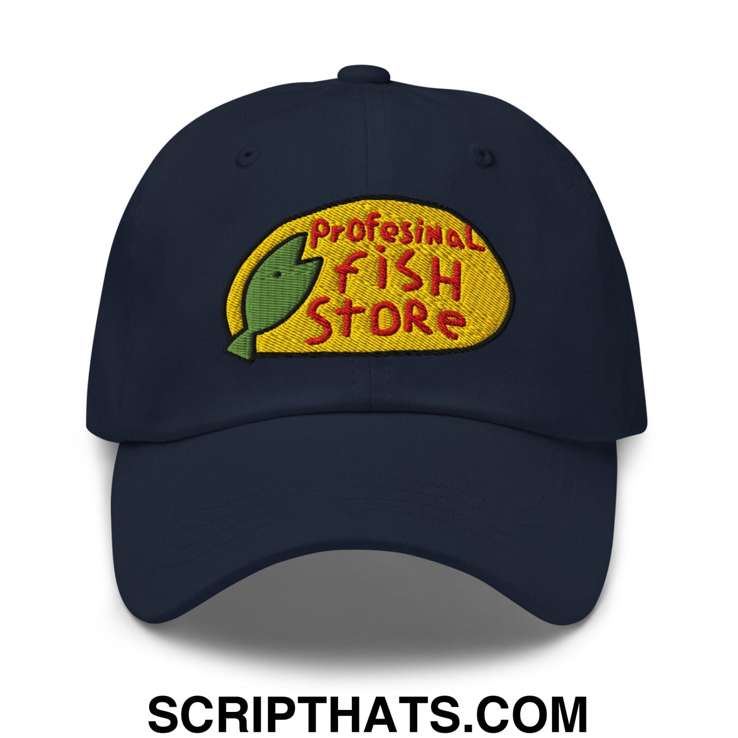 Professional Fish Store Embroidered Unstructured Dad Hat Navy