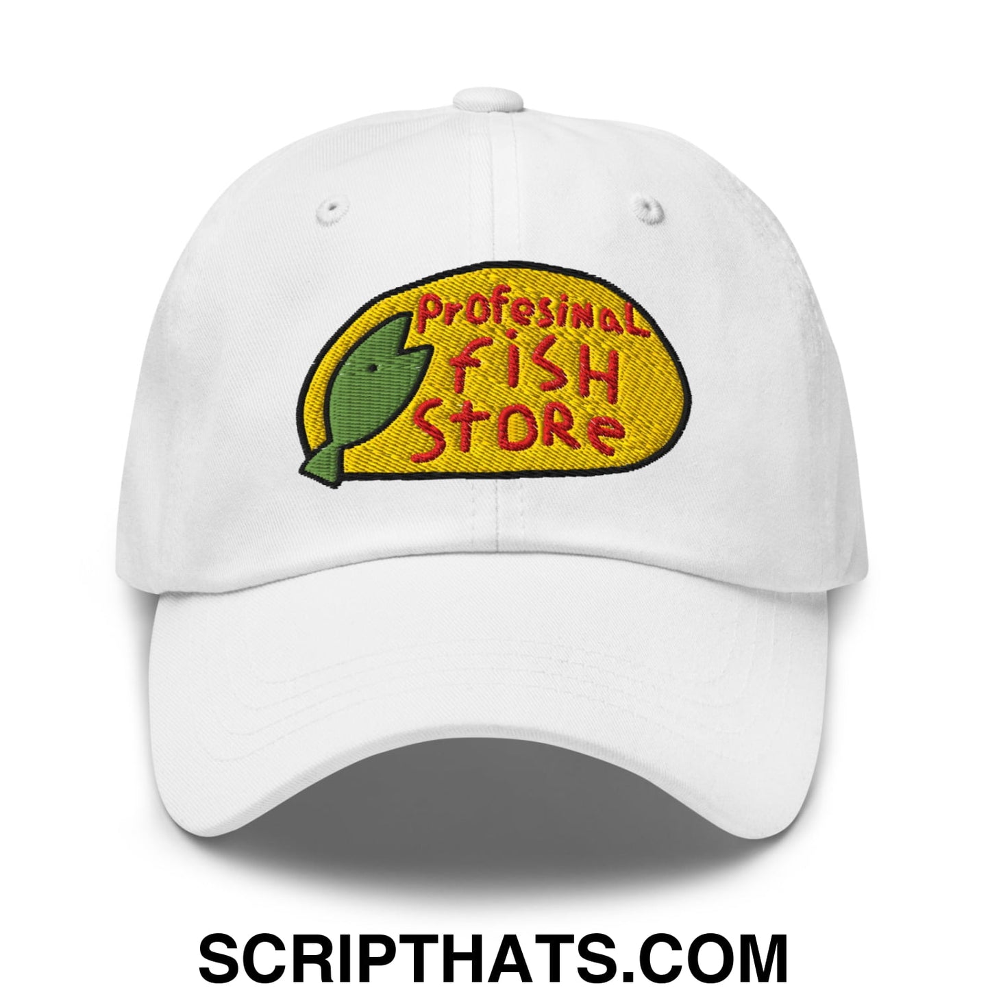 Professional Fish Store Embroidered Unstructured Dad Hat White
